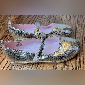 Gold / Silver Ballet Flats Big Girls Sandals Dress Size 1 Dressy Formal Church